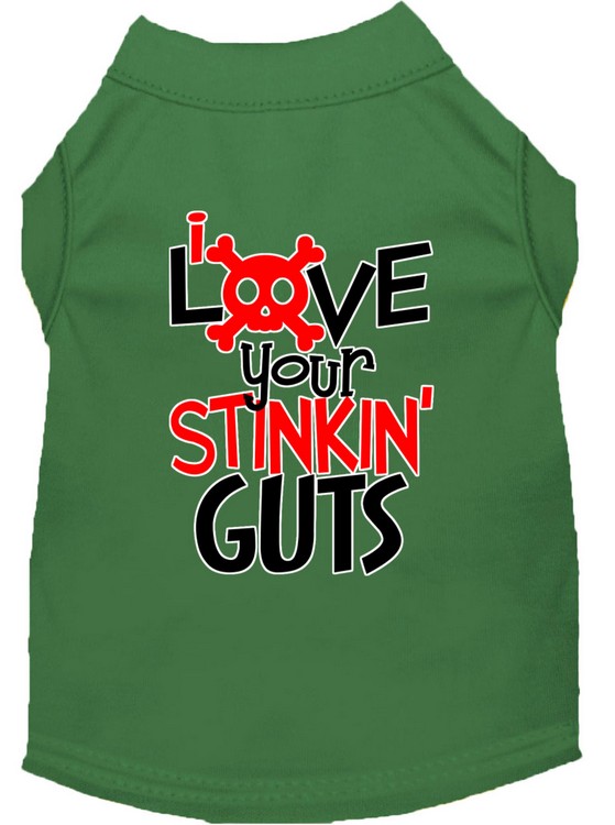 Love your Stinkin Guts Screen Print Dog Shirt Green XL